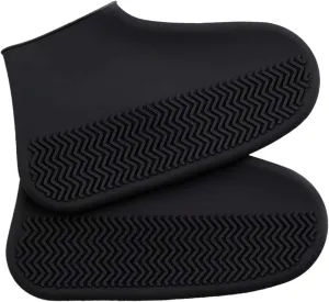 1 Pair Rain Shoe Covers Anti Slip Waterproof Shoe Covers, Silicone Shoe Covers 11.8 Inch Sole Rain Shoe Covers Washable Reusable Boots Cover for Women Men Black