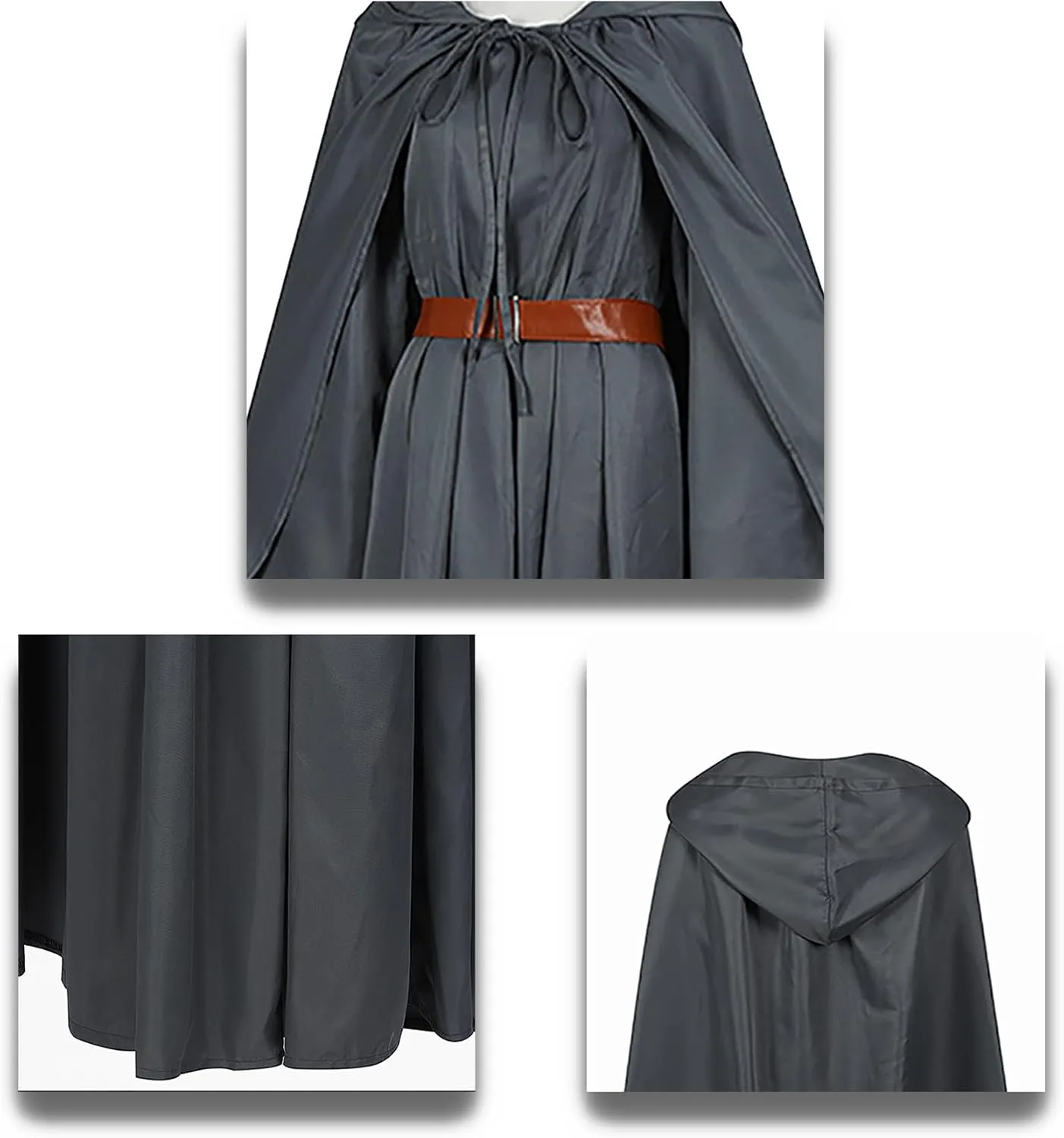 Adult Gan-Dalf Costume Pagan Tunic Cosplay Grey Robe Wizard Hat Cloak Lord Ring Halloween Outfit