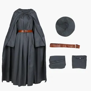 Adult Gan-Dalf Costume Pagan Tunic Cosplay Grey Robe Wizard Hat Cloak Lord Ring Halloween Outfit