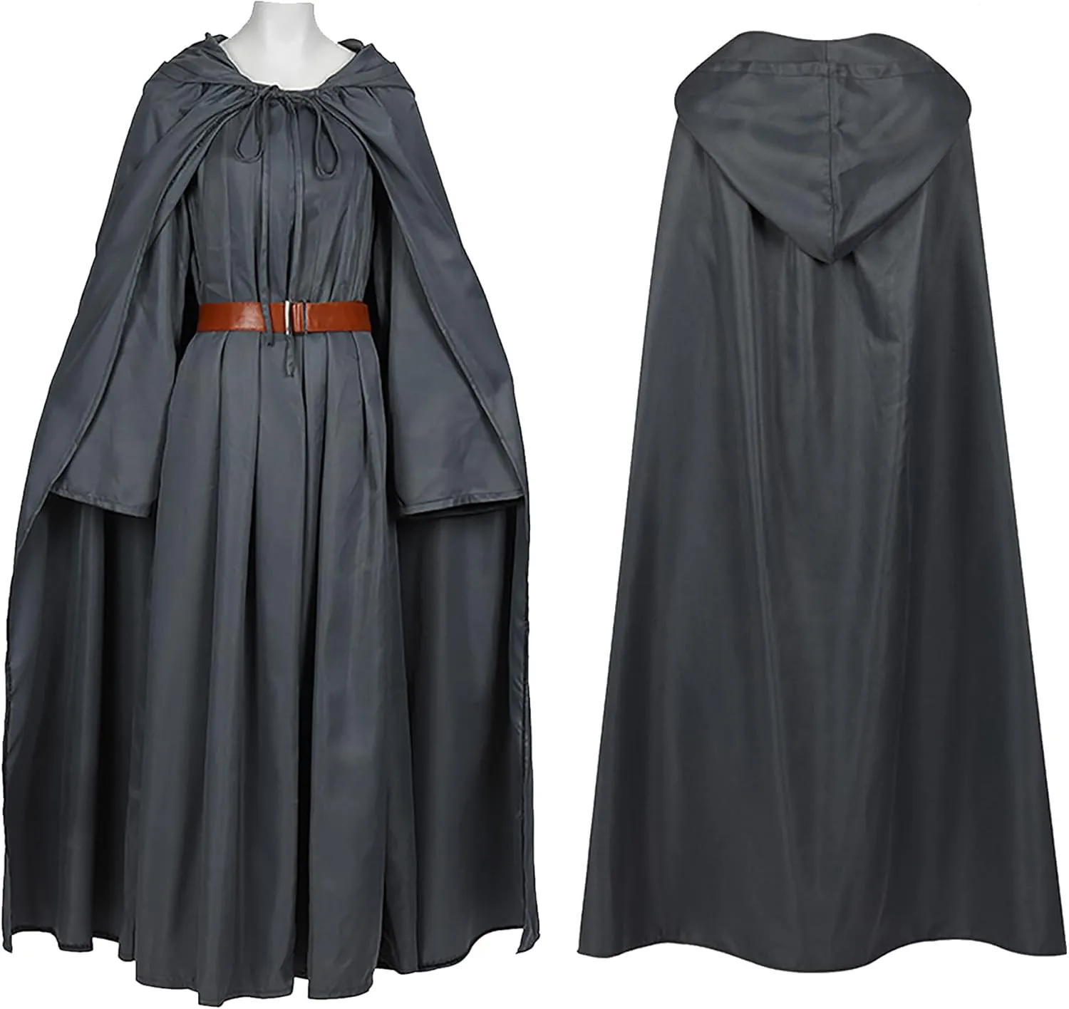 Adult Gan-Dalf Costume Pagan Tunic Cosplay Grey Robe Wizard Hat Cloak Lord Ring Halloween Outfit