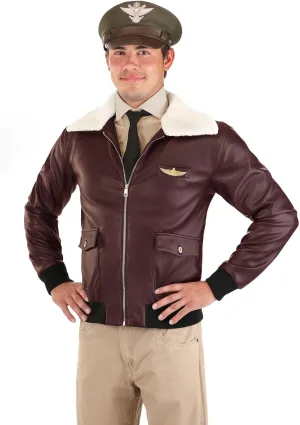 Adult WW2 Fighter Pilot Costume Jacket and Hat - Men's WW2 Aviator Bomber Jacket for Halloween Cosplay