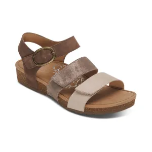 Aetrex Lilly Q Strap Adjustable Taupe Sandal SC562