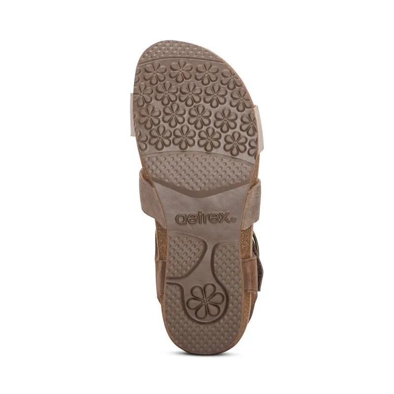Aetrex Lilly Q Strap Adjustable Taupe Sandal SC562