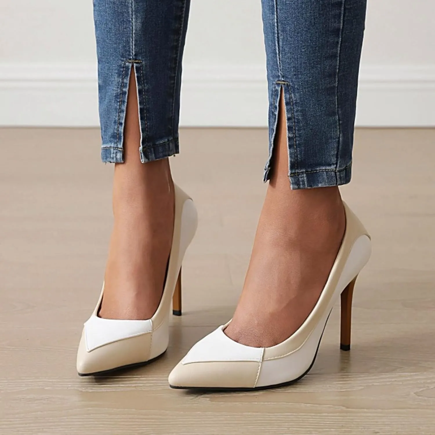 Aflngle Women's Sexy Pointed Toe Closed Stiletto High Heels Pumps Fashion Patchwork Wedding Evening Party Prom Dress Shoes