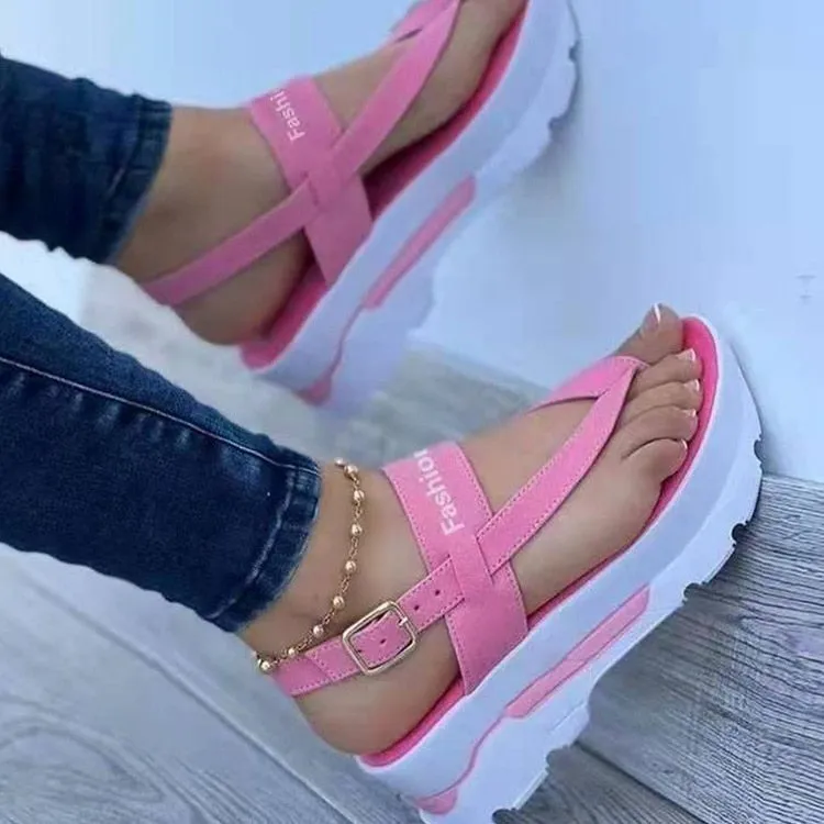 Amozae Back to college Summer Platform Ladies Sandals Wedge Solid Color Flip Flops Fashion Female's Sandals Outdoor Light Casual Woman's Roman Sandals