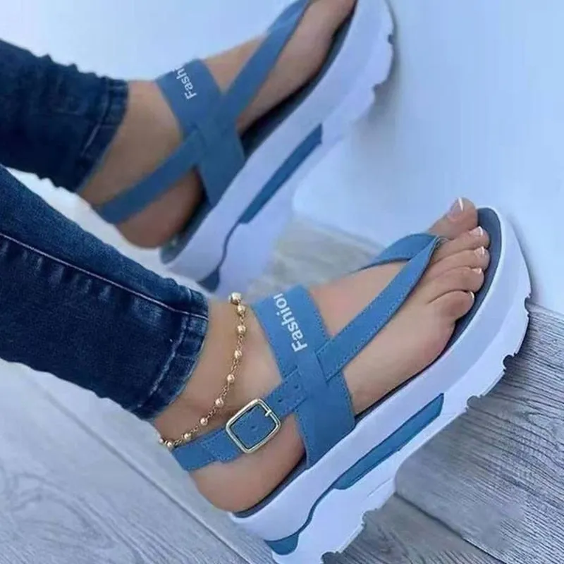 Amozae Back to college Summer Platform Ladies Sandals Wedge Solid Color Flip Flops Fashion Female's Sandals Outdoor Light Casual Woman's Roman Sandals