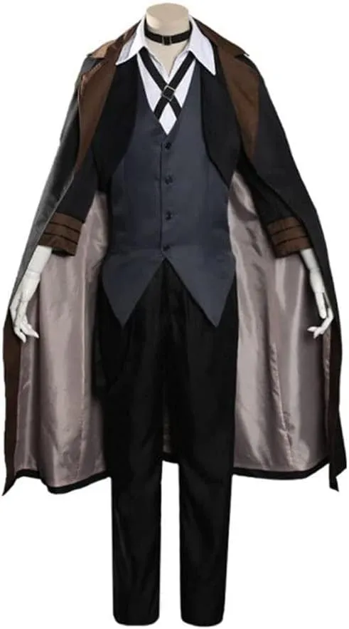 Anime Chuya Nakahara Cosplay Black Long Coat Cloak Hat Uniform Suit Men Women Halloween Outfit