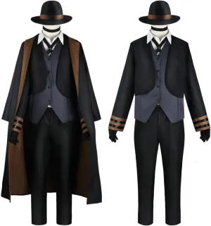 Anime Chuya Nakahara Cosplay Black Long Coat Cloak Hat Uniform Suit Men Women Halloween Outfit
