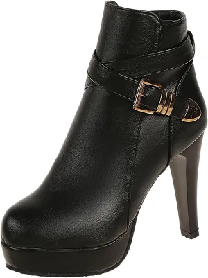 Ankle Boots for Women Comfy Fall And Winter New With Side Zipper Waterproof Taiwan Fine Heel Short Boots