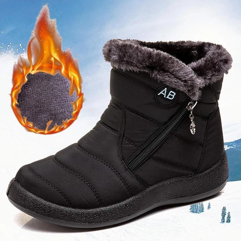 Ankle Boots for Women Comfy Platform Women's Fleece Zipper Waterproof Warm Mid-Calf Boots Short Boots Snow Boots
