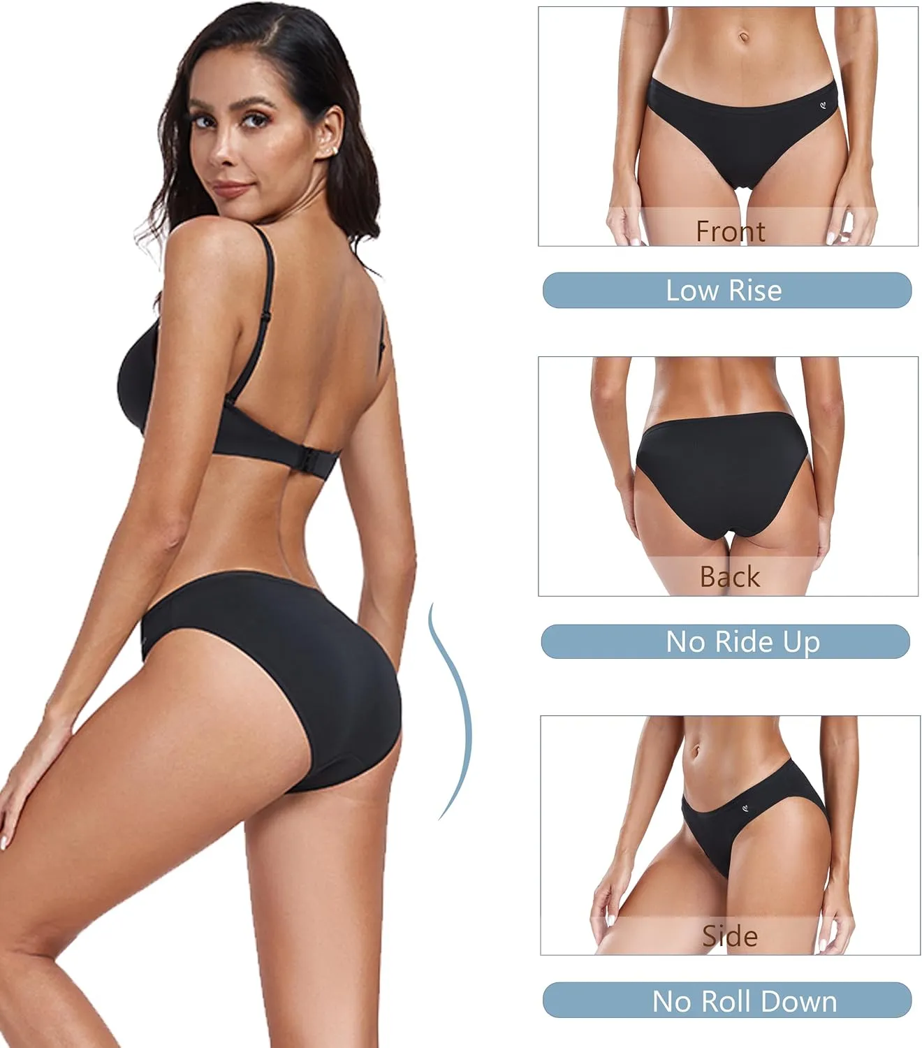 ANLIQI Modal Underwear Women Supersoft Bikini Panties for Women Pack Hi Cut Hipster Breathable Comfy Stretchy Ladies Undies