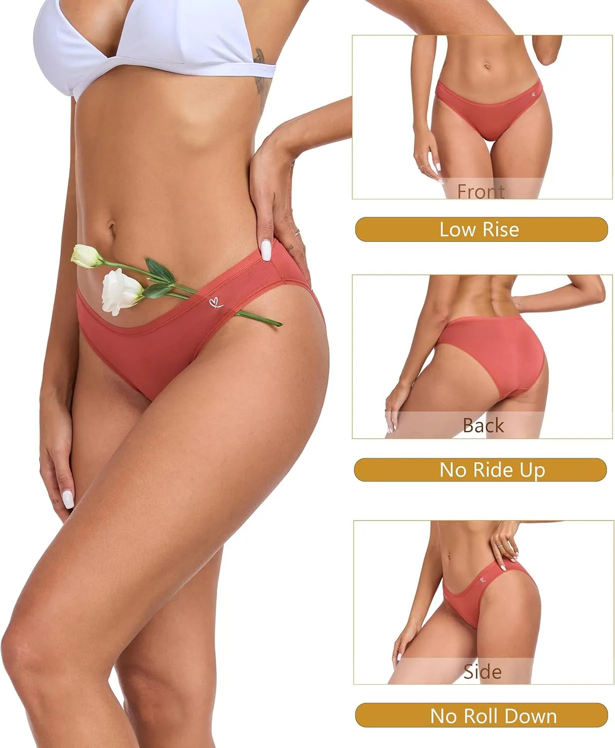 ANLIQI Modal Underwear Women Supersoft Bikini Panties for Women Pack Hi Cut Hipster Breathable Comfy Stretchy Ladies Undies