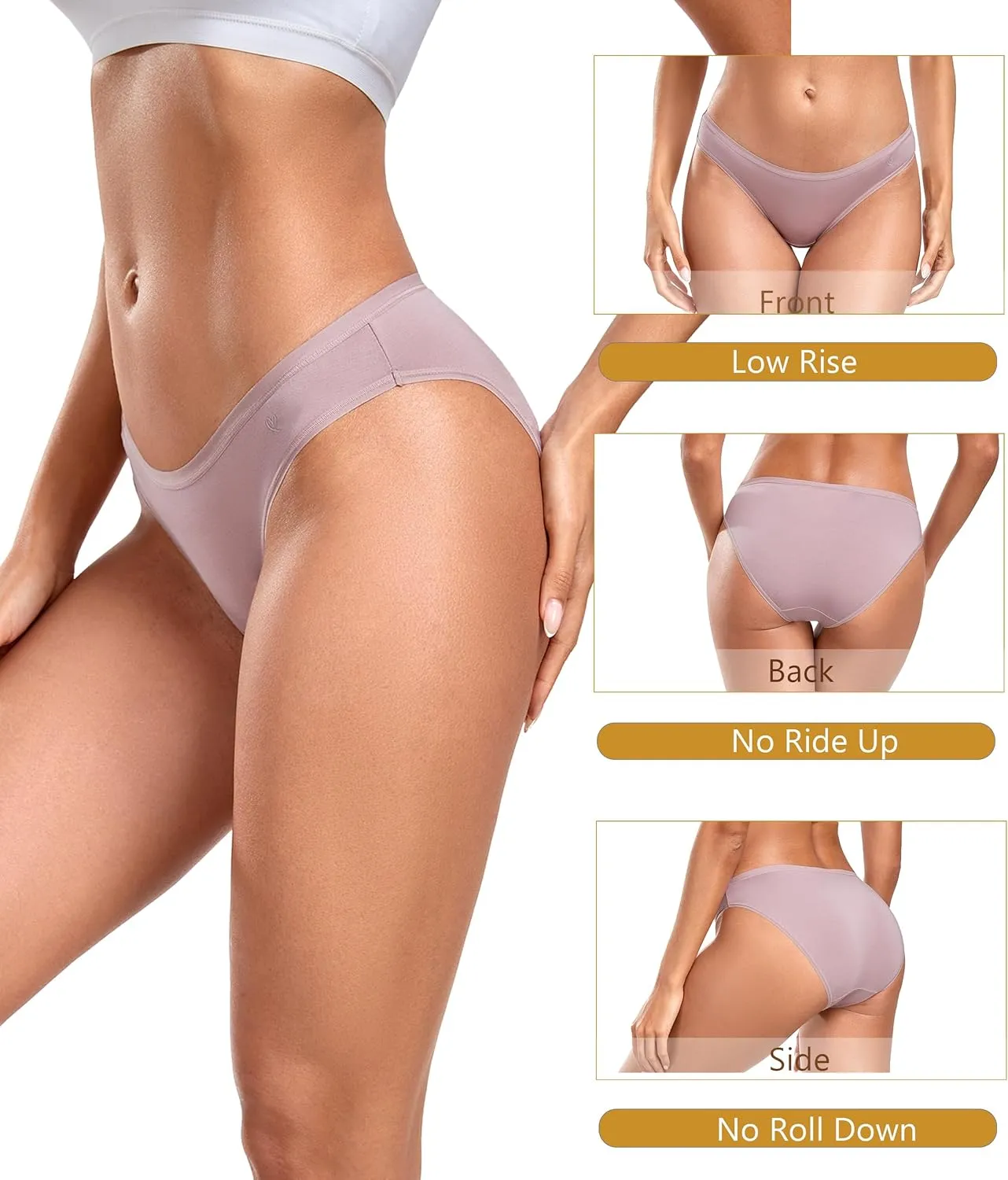 ANLIQI Modal Underwear Women Supersoft Bikini Panties for Women Pack Hi Cut Hipster Breathable Comfy Stretchy Ladies Undies