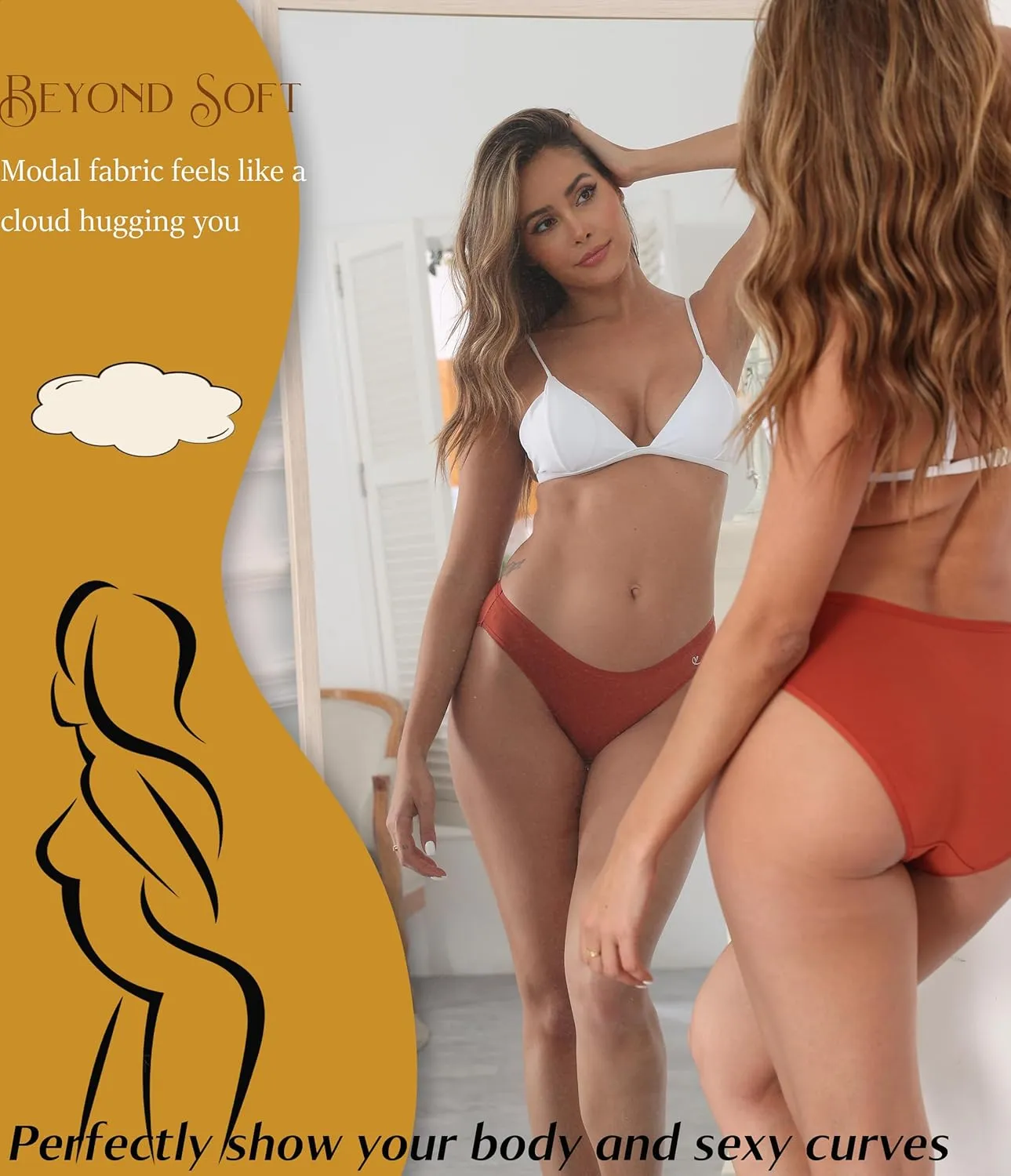 ANLIQI Modal Underwear Women Supersoft Bikini Panties for Women Pack Hi Cut Hipster Breathable Comfy Stretchy Ladies Undies