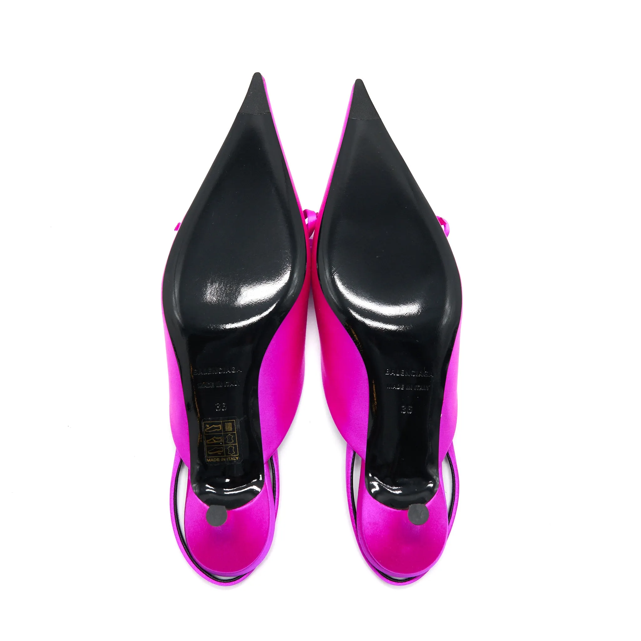 Balenciaga Knife Bow-Embellished Satin Slingback Pumps Size36