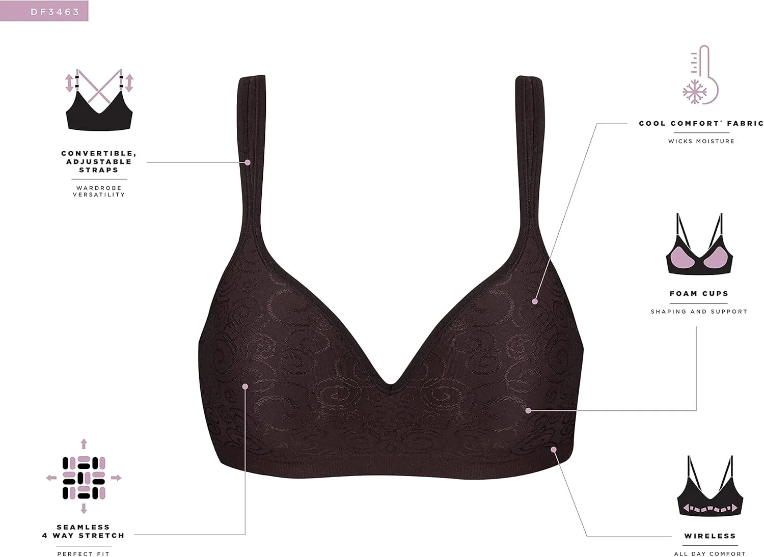 Bali Women's Comfort Revolution Full Coverage Wirefree Bra