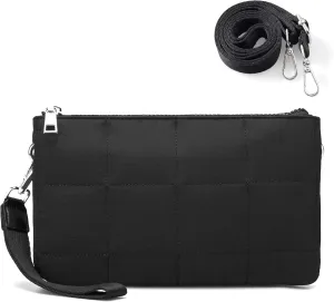 befen Puffer Crossbody Wristlet for Women, RFID Wristlet Wallet Purse with 2 Strap, Lightweight Shoulder Bag for Travel