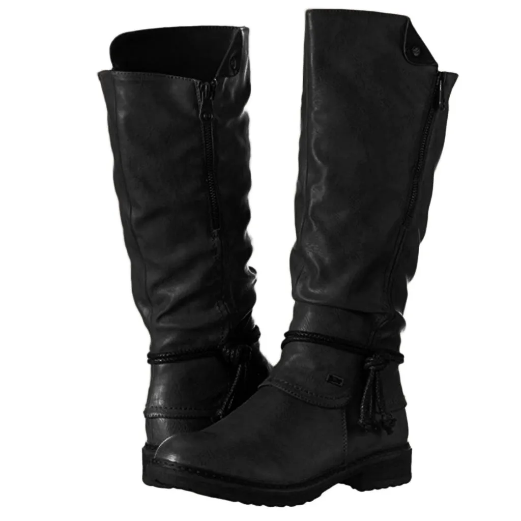 Bella Luxe Long Boots - Women’s PU High Tube Boots by The Nevermore