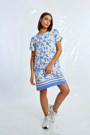 Blue & White Floral Shift Dress