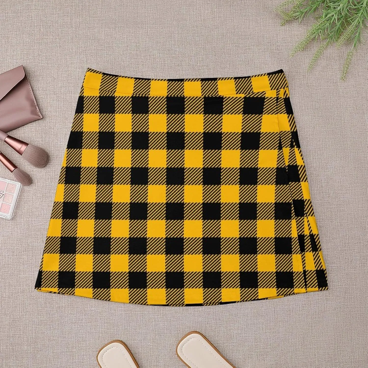 Buffalo Plaid Pattern Short Skirt Womans Athletic Skorts Golf Skirts High Waist Breathable Sports Skort Athletic