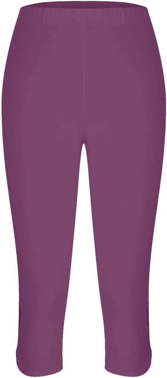 Capri Leggings for Women High Waist Stretch Workout Bottom Cropped Trousers Side Hollow Out Hem Slimming Yoga Pants