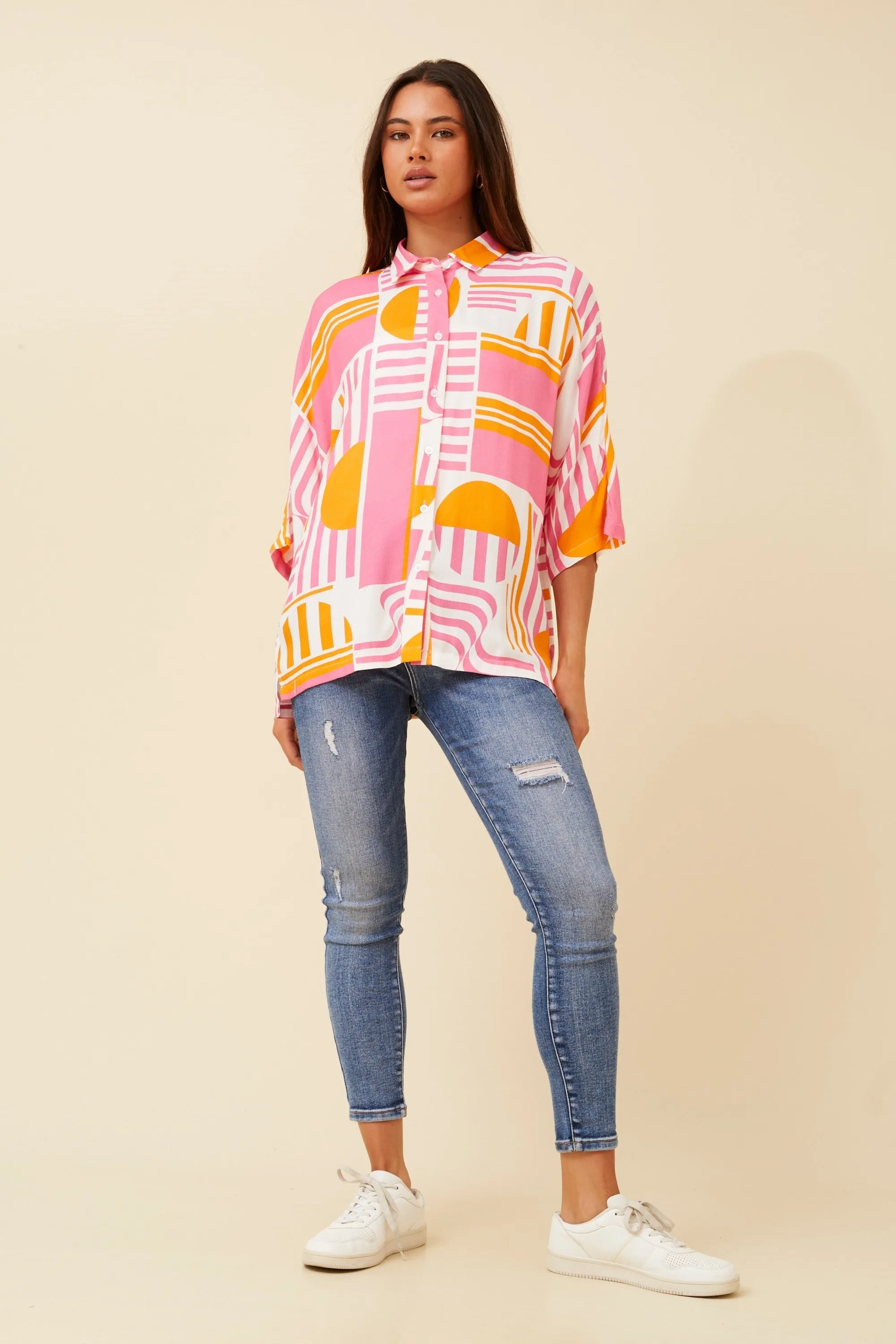 Caroline Morgan Geometric Print Shirt
