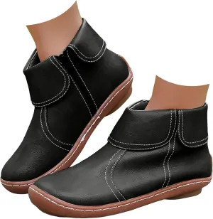 Cathalem Ankle Boots for Women 2024 New Arch Support Boots Fashion Lace Up Side Zipper Vintage Retro Ankle Booties, Comfortable Slip On Flat Low Heel Boots Fall Boots