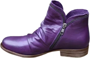 Cathalem Ankle Boots for Women Low Heel Booties Women's Arch Support Boots Fashion Lace Up Side Zipper Short Ankle Booties