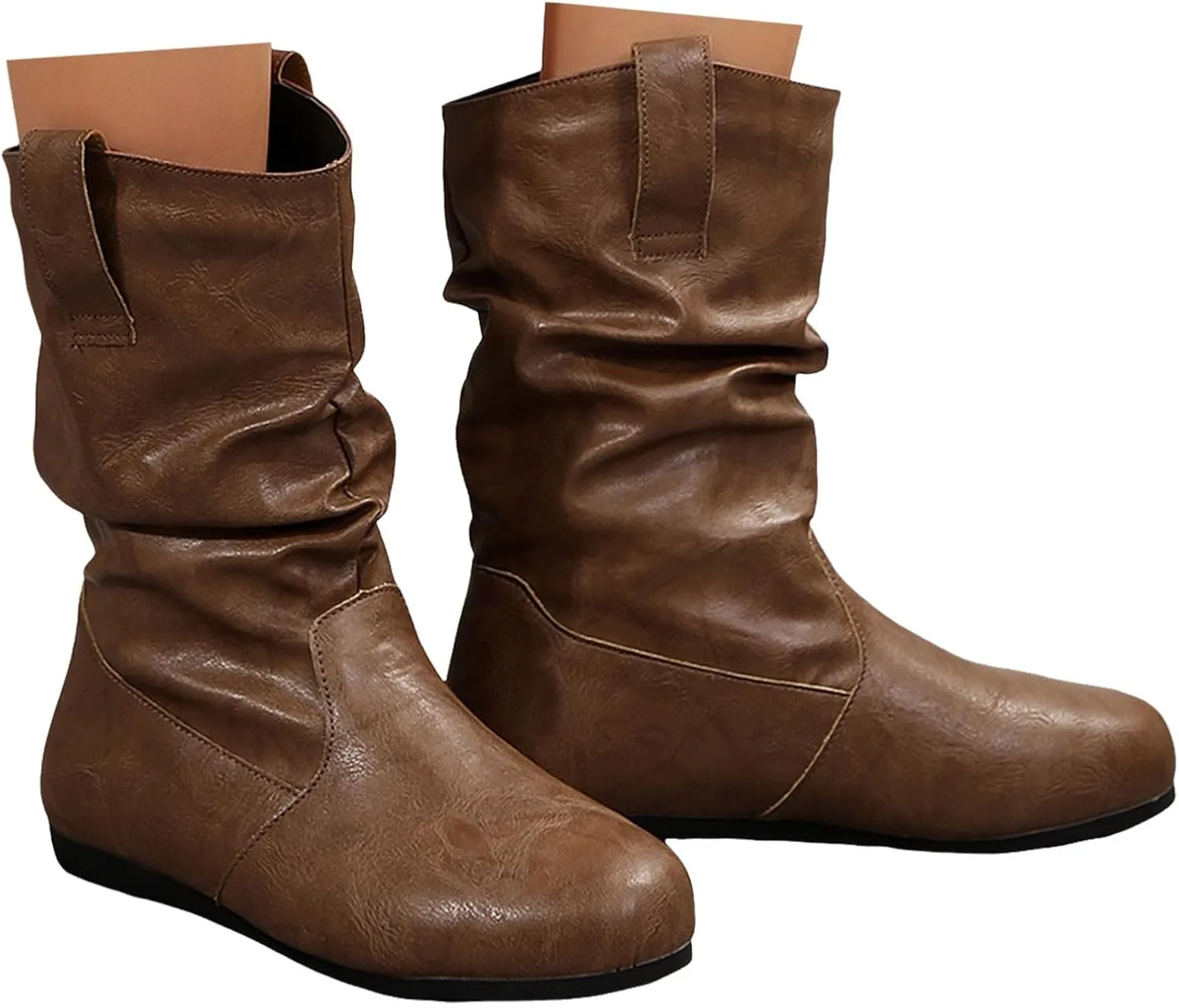Cathalem Cowgirl Boots for Women, Women's Western Cowboy Boots Modern Round toe Chunky Heel Cowgirl Boots with Pull On Tabs