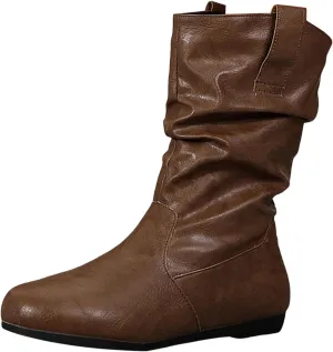 Cathalem Cowgirl Boots for Women, Women's Western Cowboy Boots Modern Round toe Chunky Heel Cowgirl Boots with Pull On Tabs