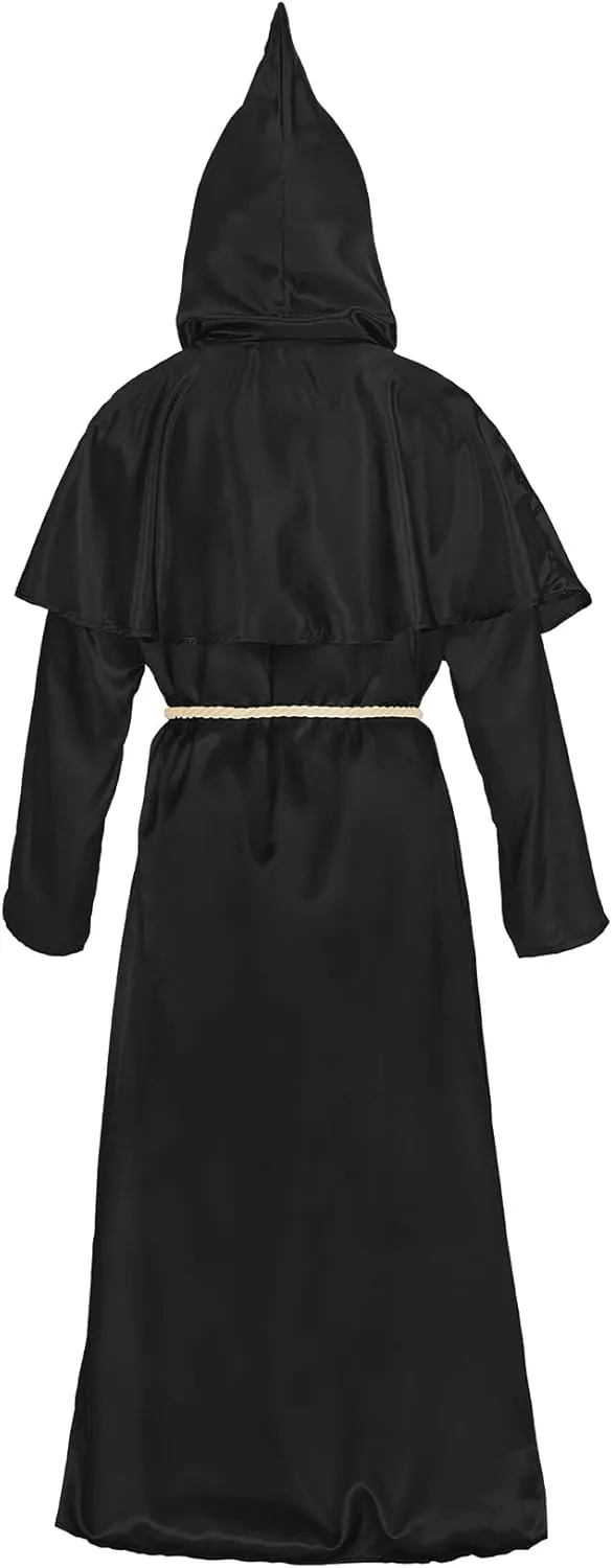 Century Star Renaissance Priest Robe Costume Friar Medieval Hooded Monk Cosplay Halloween for Adults Wizard Cloak Priest