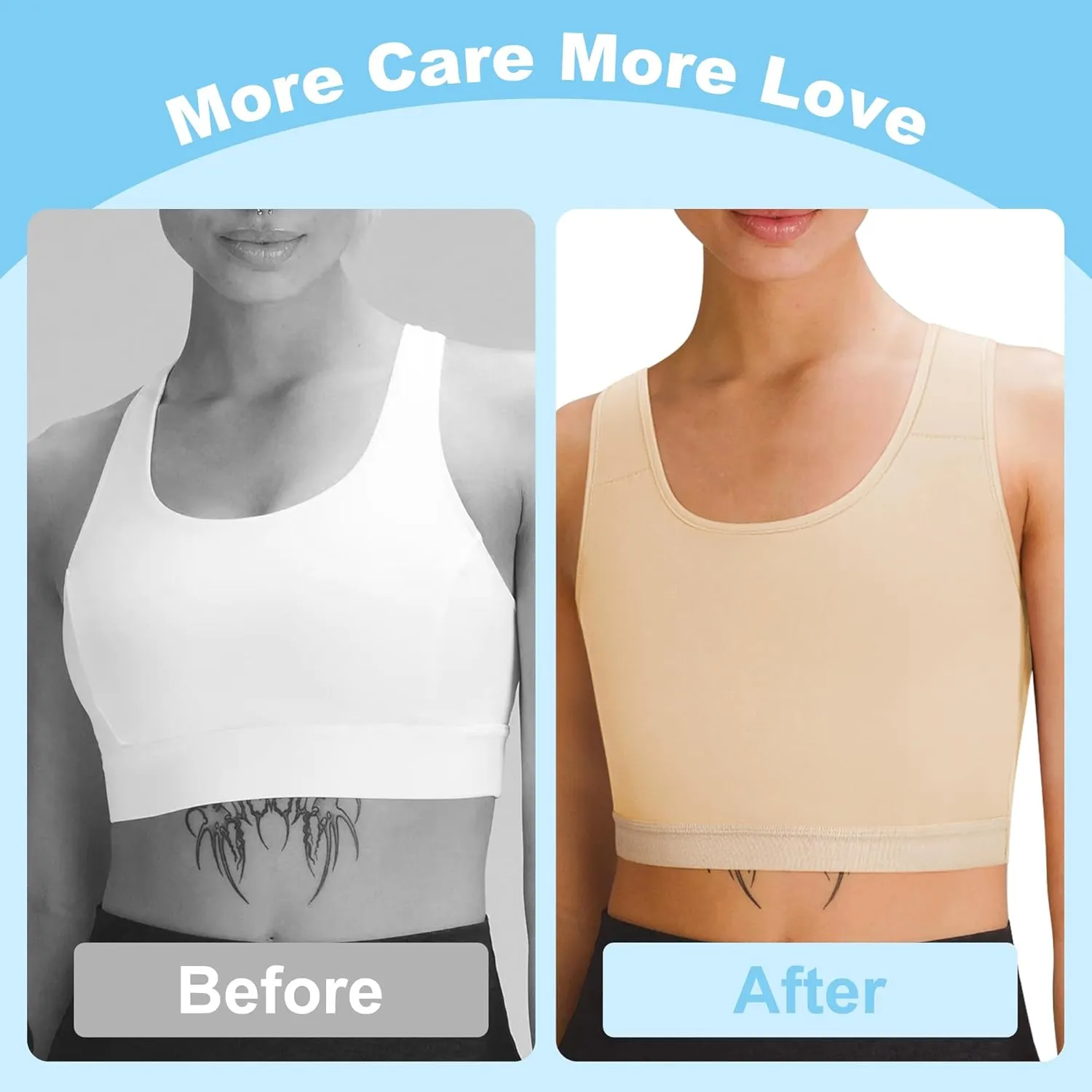 Chest Binder for Transgender Half FTM Binder Trans Breathable Compression Bra