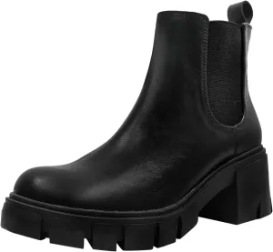 Combat Women Ankle Boots Fashion Women Boots Thick Heel Boots for Women Autumn And Winter Round Toe Slip on Boots
