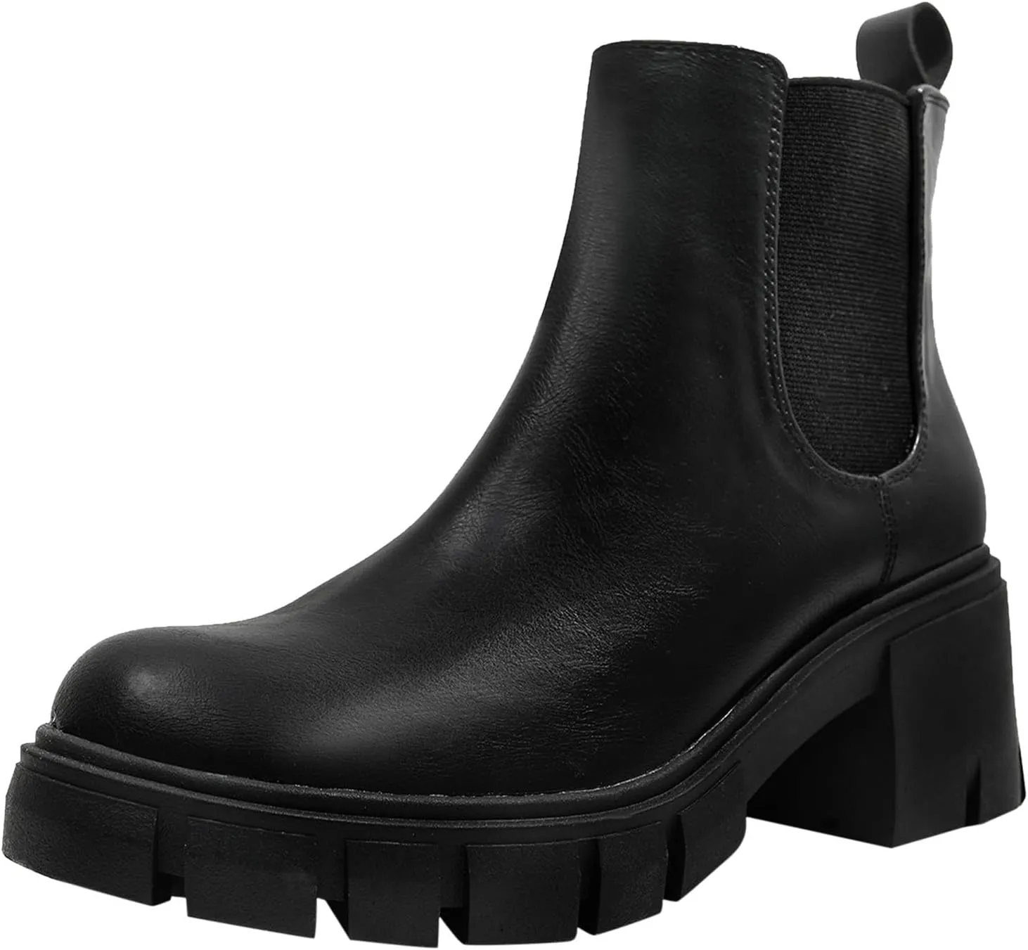 Combat Women Ankle Boots Fashion Women Boots Thick Heel Boots for Women Autumn And Winter Round Toe Slip on Boots
