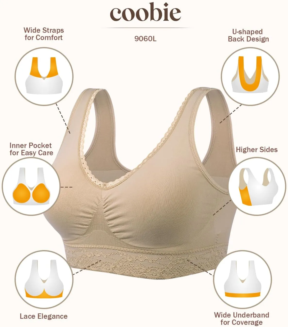 Coobie Seamless Comfort Bra with Lace Trim