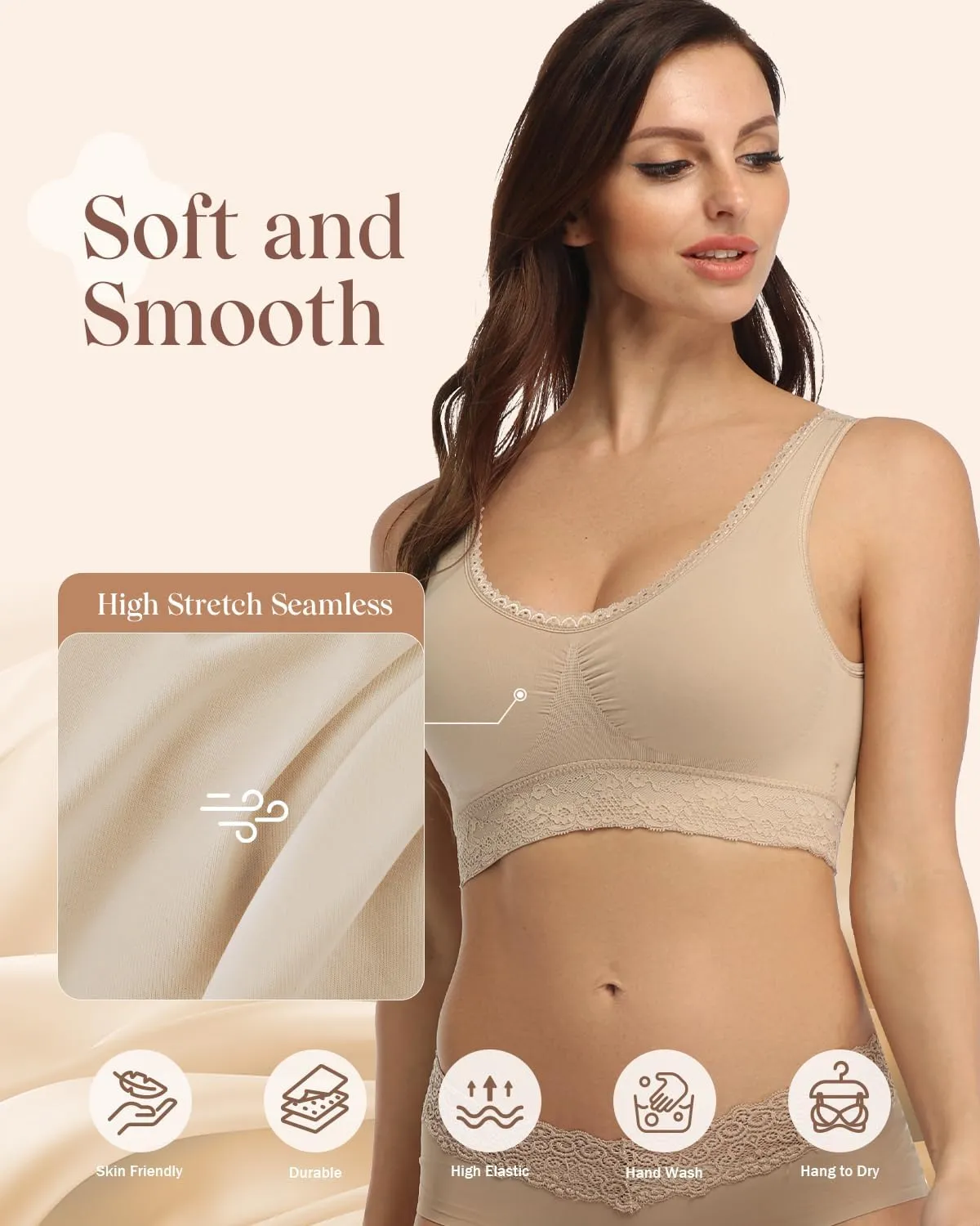 Coobie Seamless Comfort Bra with Lace Trim