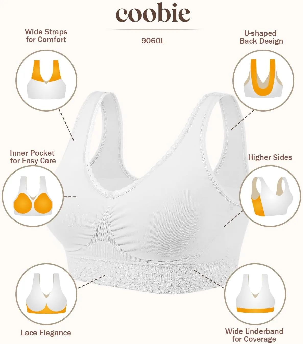Coobie Seamless Comfort Bra with Lace Trim