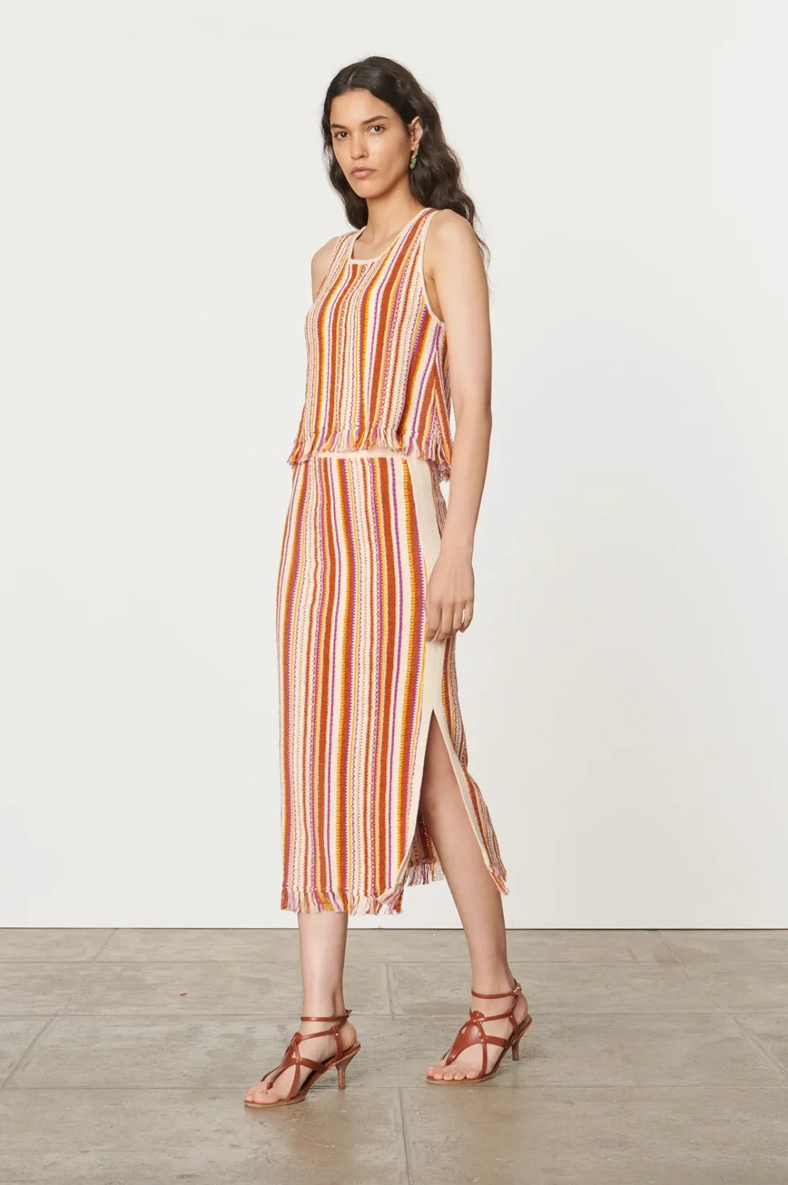 Criquet Fringed Terracotta Stripe Tank