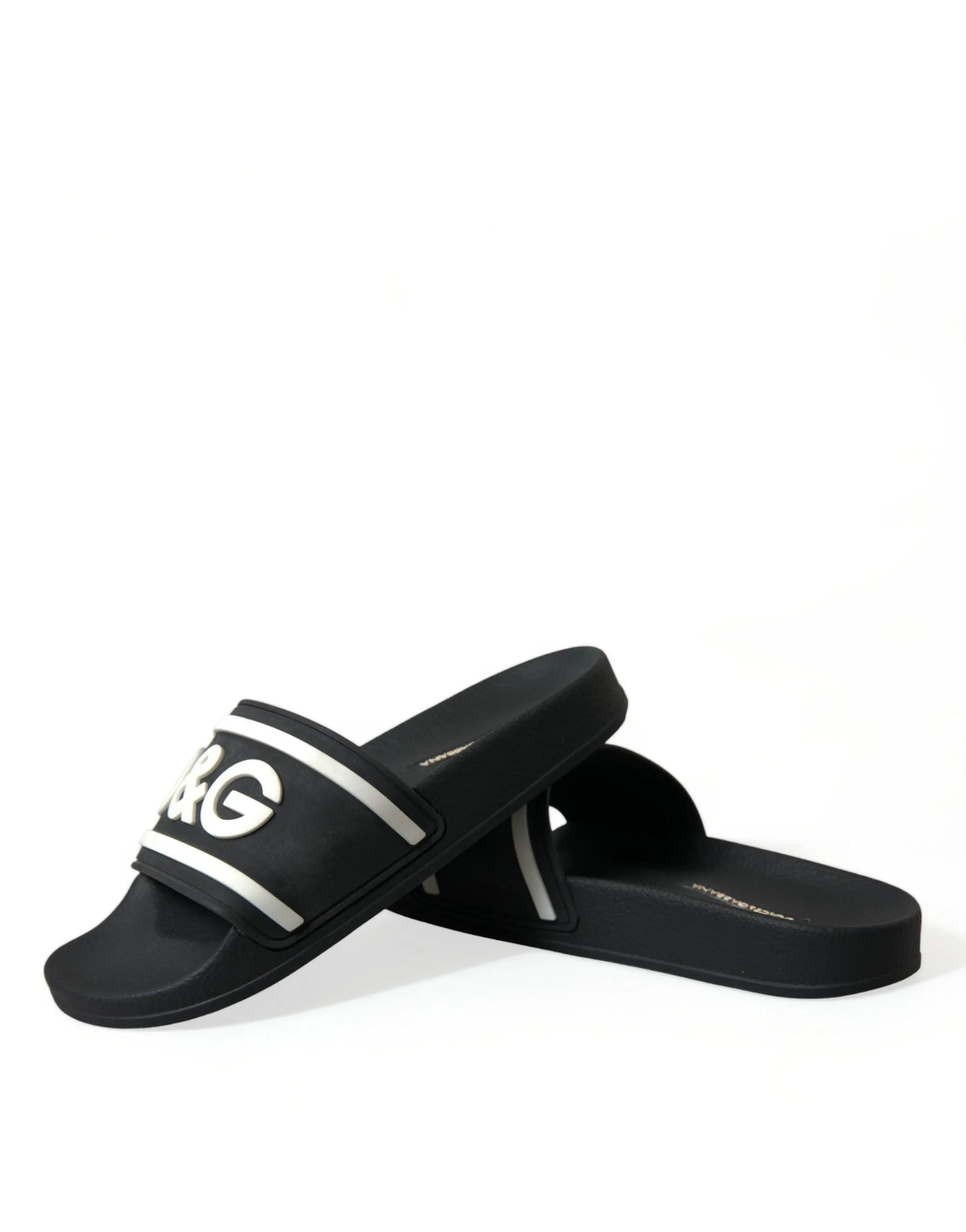 Dolce & Gabbana Black Rubber Beachwear Slippers Sandals Shoes