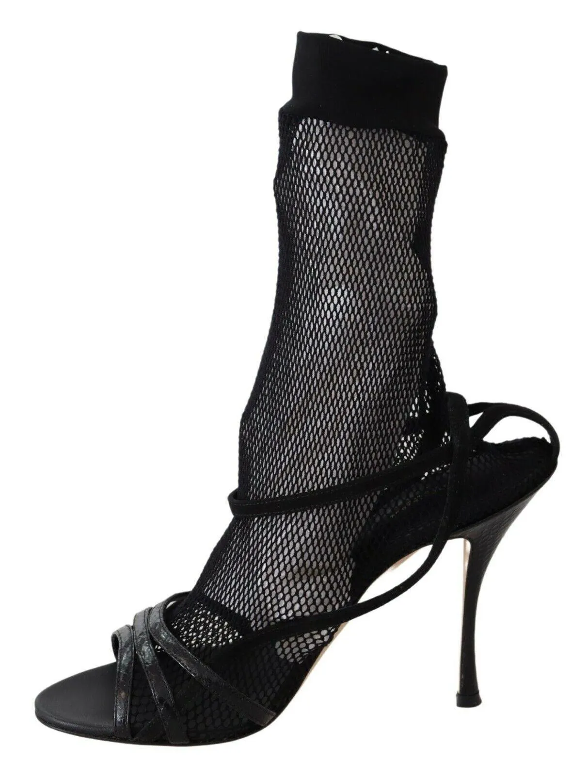 Dolce & Gabbana Chic Black Mesh Stiletto Sandalers