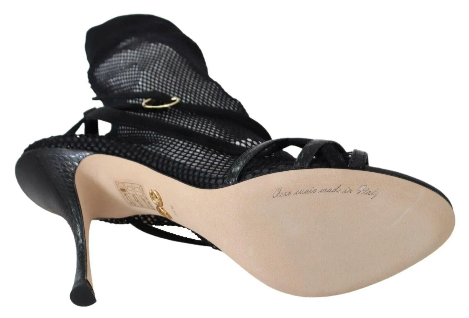 Dolce & Gabbana Chic Black Mesh Stiletto Sandalers