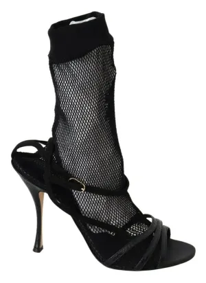 Dolce & Gabbana Chic Black Mesh Stiletto Sandalers