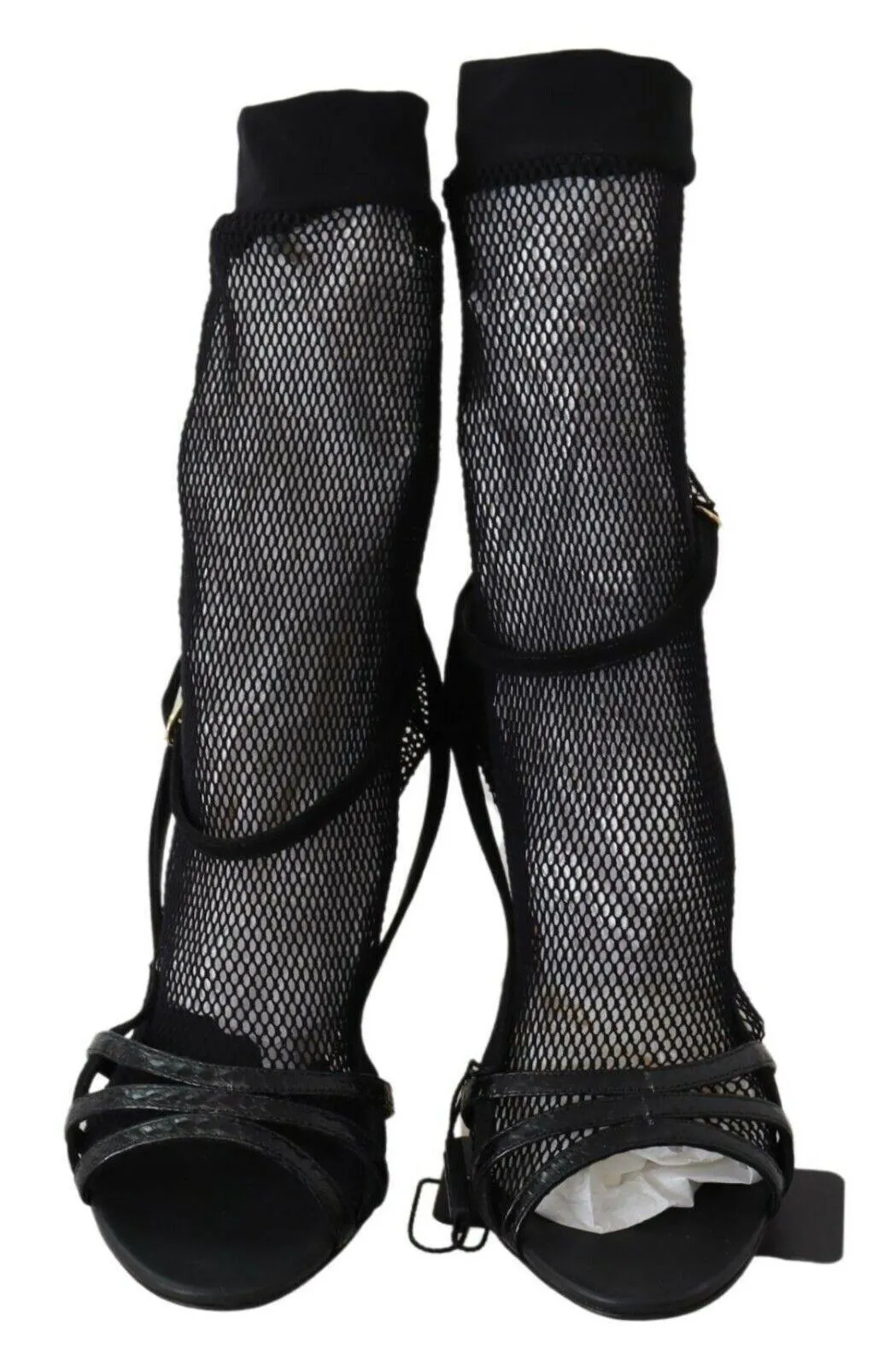 Dolce & Gabbana Chic Black Mesh Stiletto Sandalers
