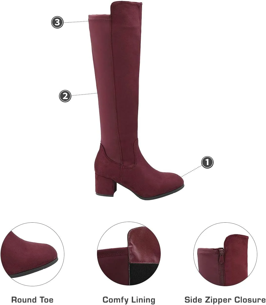 DREAM PAIRS Women's Knee High Stretchy Fashion Boots