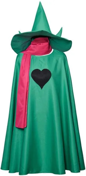 DUNHAO COS Deltarune Ralsei Cosplay Cloak Hat with Scraf Wizard Cape Full Set Outfit