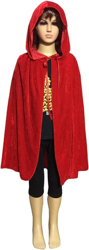 Ecity Unisex Kids Velvet Hooded Cloak Cape Halloween Party Decoration Role Cosplay Costumes Outwear