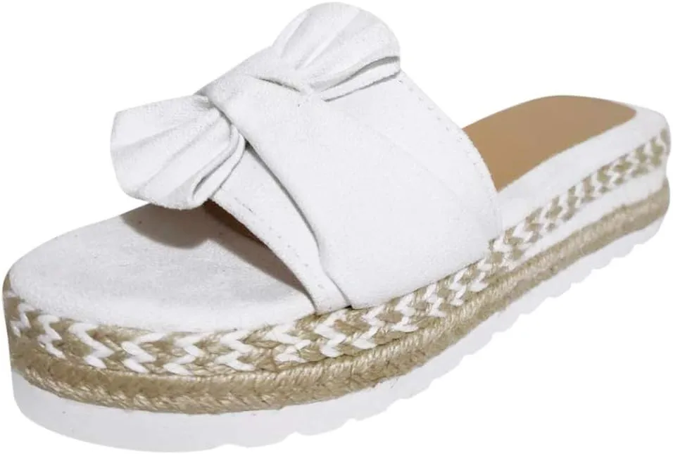 Eduavar Shoes for Women Sandals Dressy, Women Sandals Dressy Bow Tie Sandals Slip On Espadrille Platform Sandals