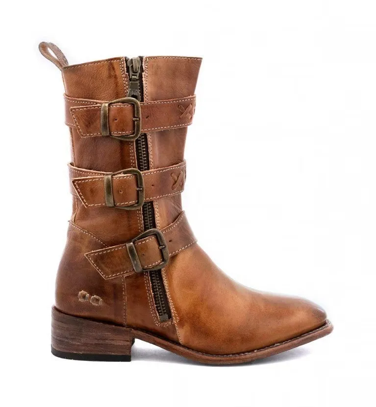 Elara Edge Buckled Motorcycle Boots - by The Nevermore
