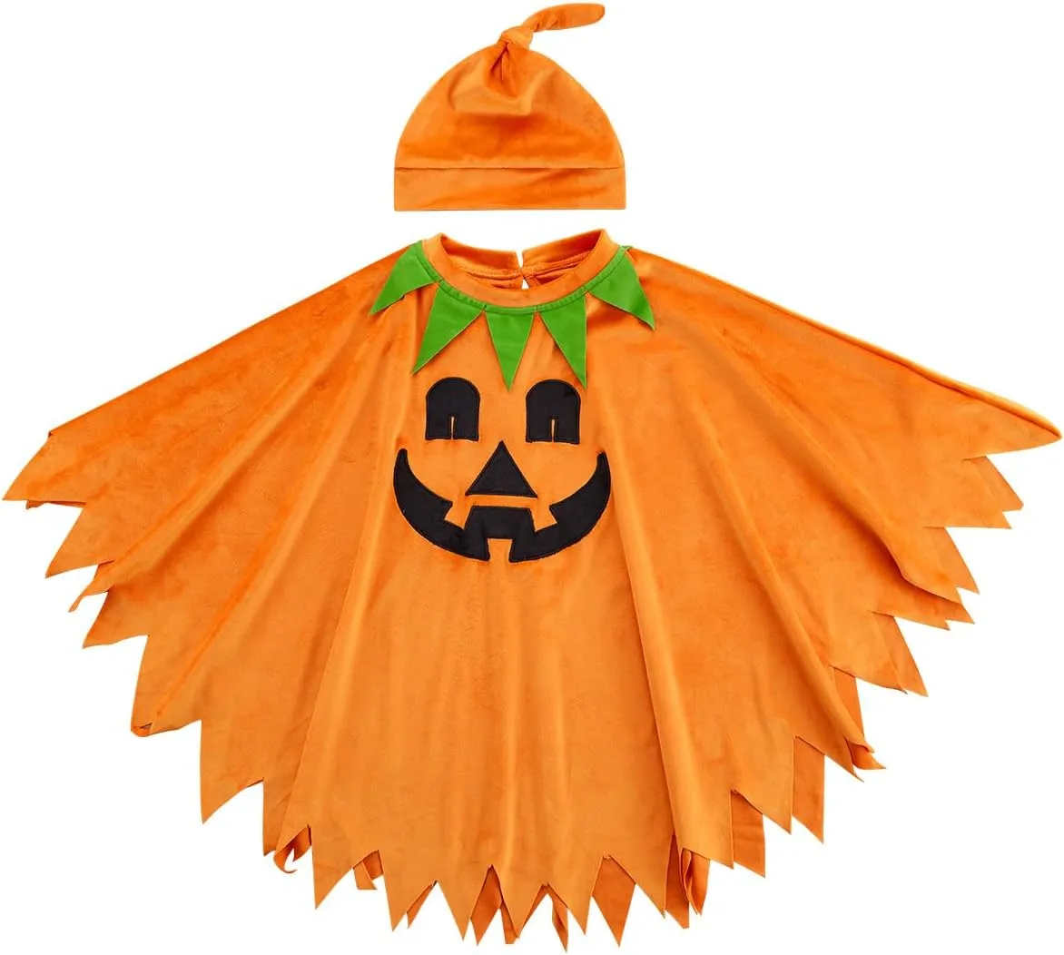 ESHOO Toddler Ghost Costume White Black Luminous Cloak Kids Boy Girl Halloween Cosplay Outfit Pumpkin Capes