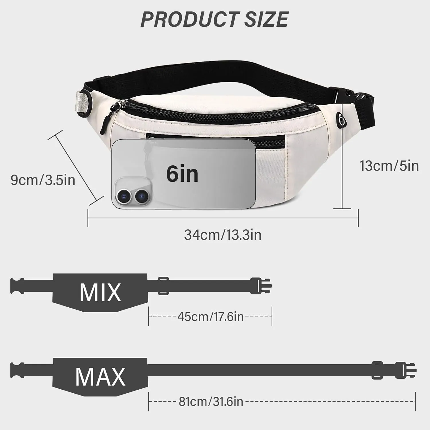 Fanny Packs, Waterproof Waist Bag Pack Belt Bag with Adjustable Strap for Men and Women, Compact Cross Body Fanny Pack with Multi-pockets for Running, Walking, Hiking (black)